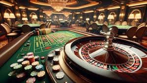 Ruang kasino virtual dengan permainan live dan slot digital
